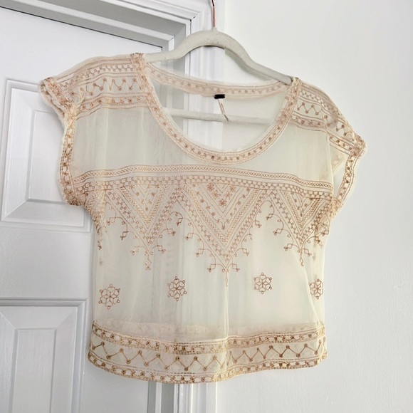 ♥️ Free People The Vicki Embroidered Sheer Top - Picture 3 of 9